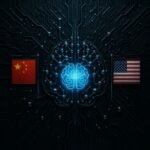 DeepSeek-R2 inteligencia artificial representado como red neuronal con enfoque asiático